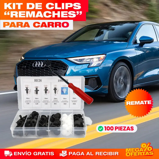 KIT DE CLIPS "REMACHES" PARA CARRO 100 PIEZAS 🟢🔥