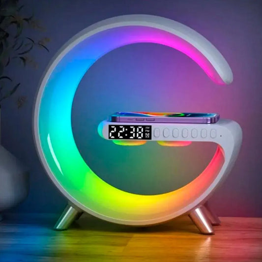 Lámpara parlante Multifuncional con luz led, reloj y carga inalámbrica🔥😊