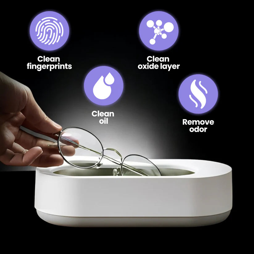 ✨ Limpiador Ultrasónico Inteligente – Limpieza Profunda para Gafas, Joyas y Más en Segundos
